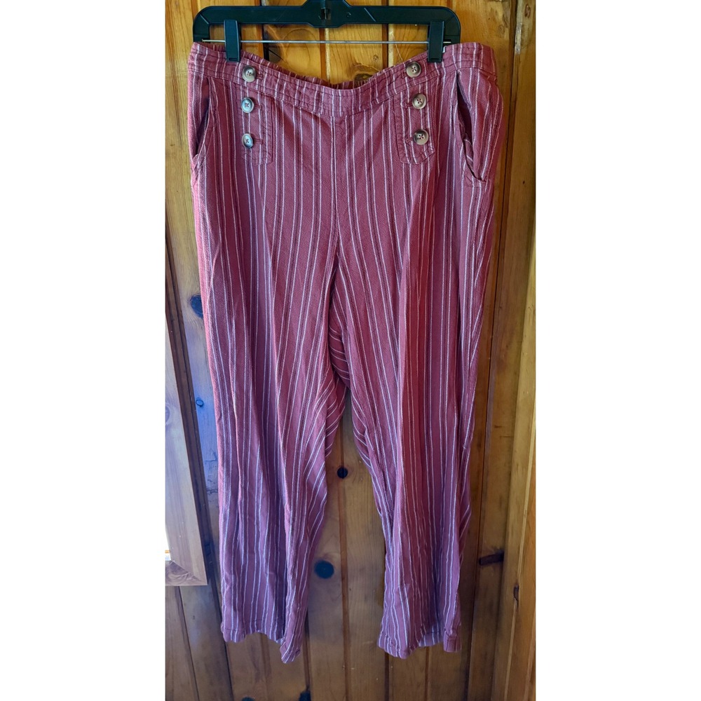 Maurice's Striped Sailor Pants‎ High Waist Button Accents Casual Size L